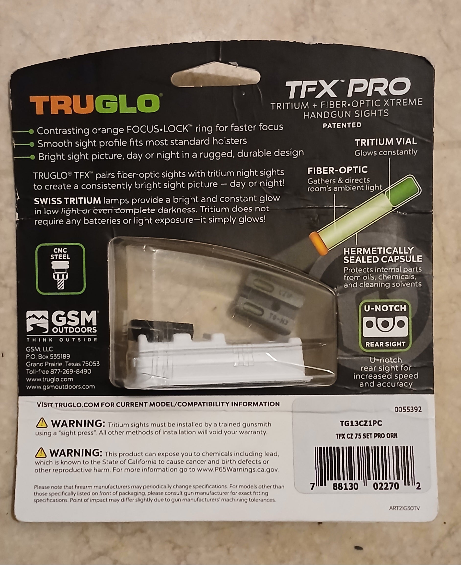 TRUGLO TFX Pro — TFX™ Pro Tritium + Fiber-Optic Handgun Sights (Marked: CZ 75 Series) — New, Sealed Retail Pack tmot.store