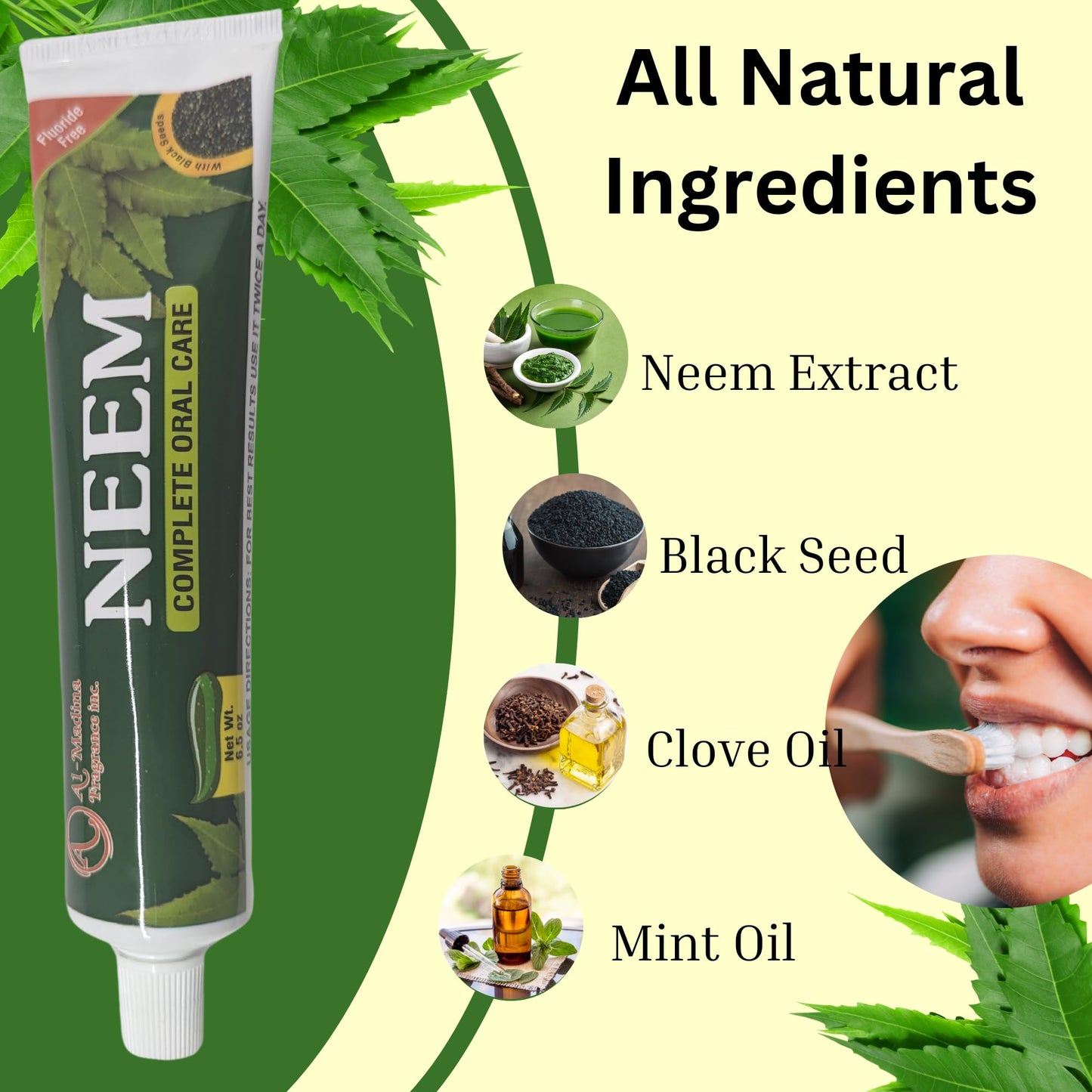 Neem & Black Seed Toothpaste - Pack of 3 - with Mint Oil (Halal)