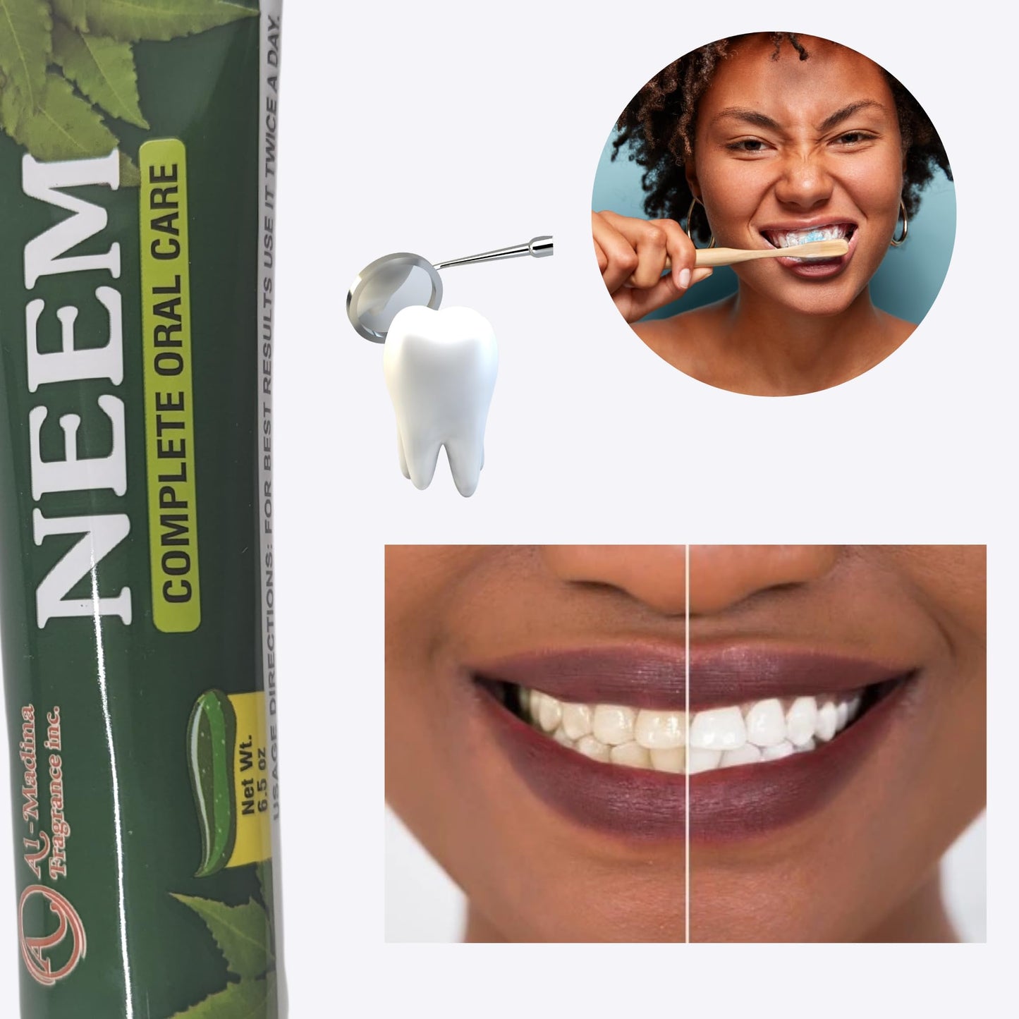 Neem & Black Seed Toothpaste - Pack of 3 - with Mint Oil (Halal)