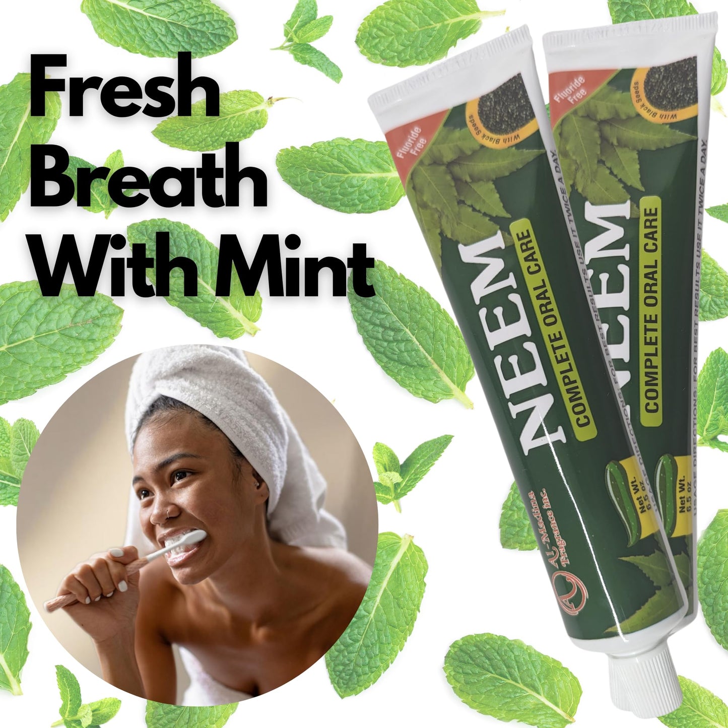 Neem & Black Seed Toothpaste - Pack of 3 - with Mint Oil (Halal)