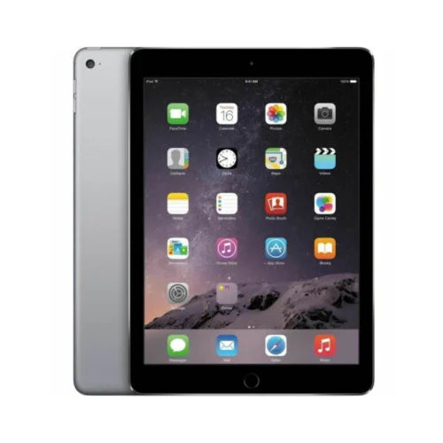 Black iPad with app icons displayed on a white background