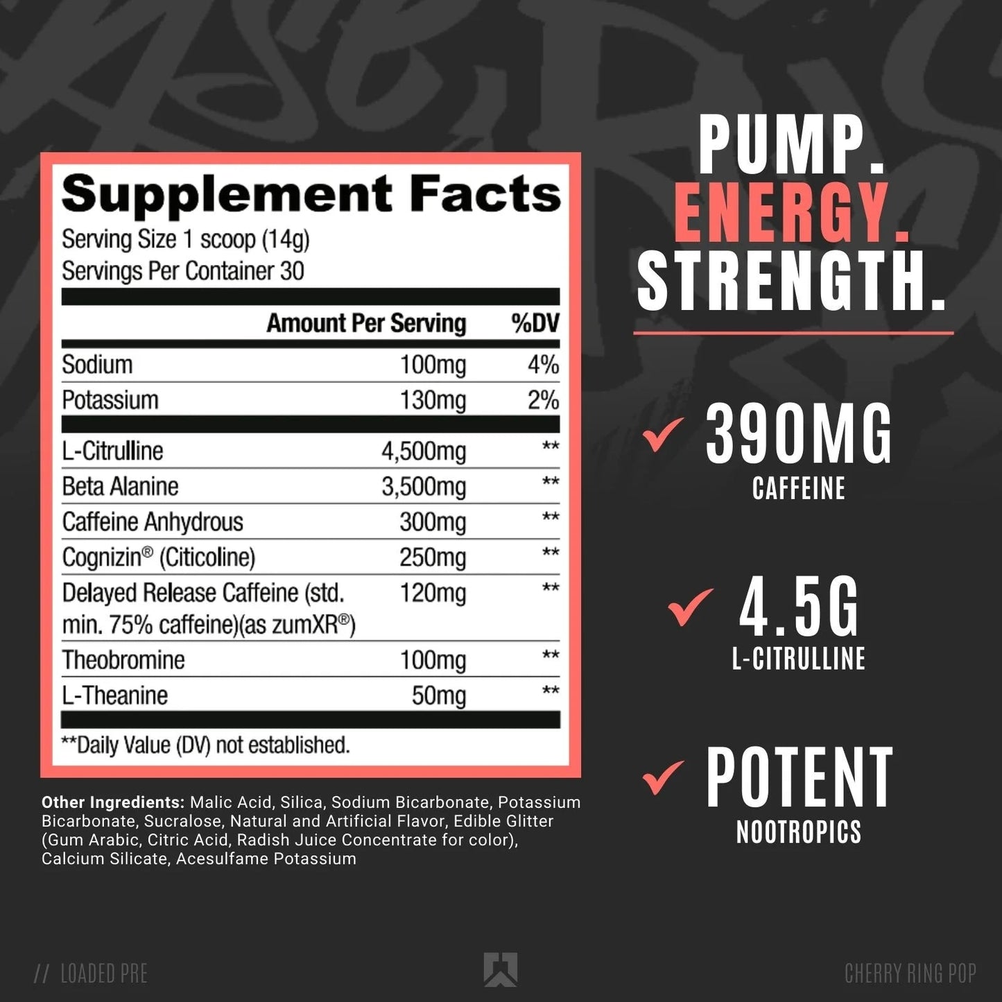 Ryse Up Supplements Loaded Pre-Workout Powder Official Ring Pop® Cherry Flavor | Fuel Your Greatness, Pump, Energy Strength, 438 Gram tmot.store