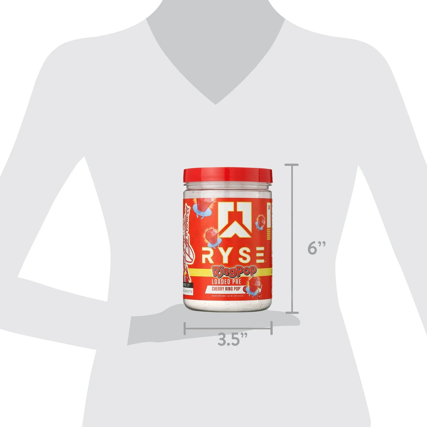 Ryse Up Supplements Loaded Pre-Workout Powder Official Ring Pop® Cherry Flavor | Fuel Your Greatness, Pump, Energy Strength, 438 Gram tmot.store