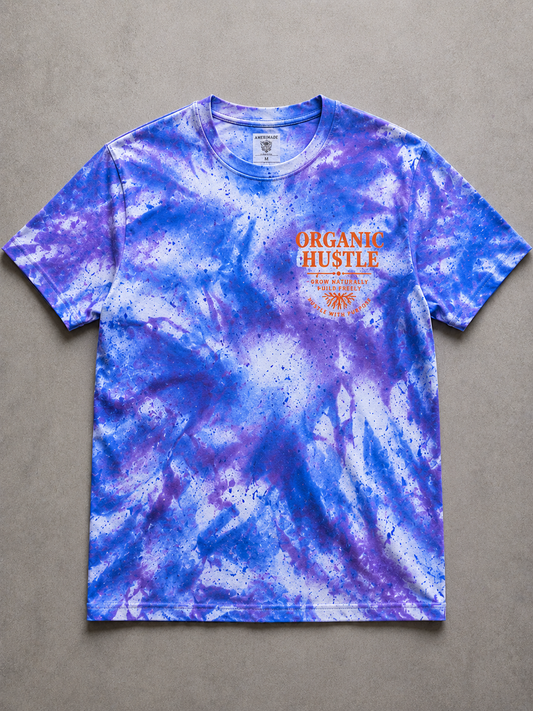 Organic Hu$tle Sky Bloom Tee | Premium Tie-Dye Streetwear Shirt (Large)