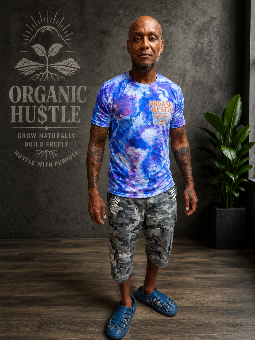Organic Hu$tle Sky Bloom Tee | Premium Tie-Dye Streetwear Shirt