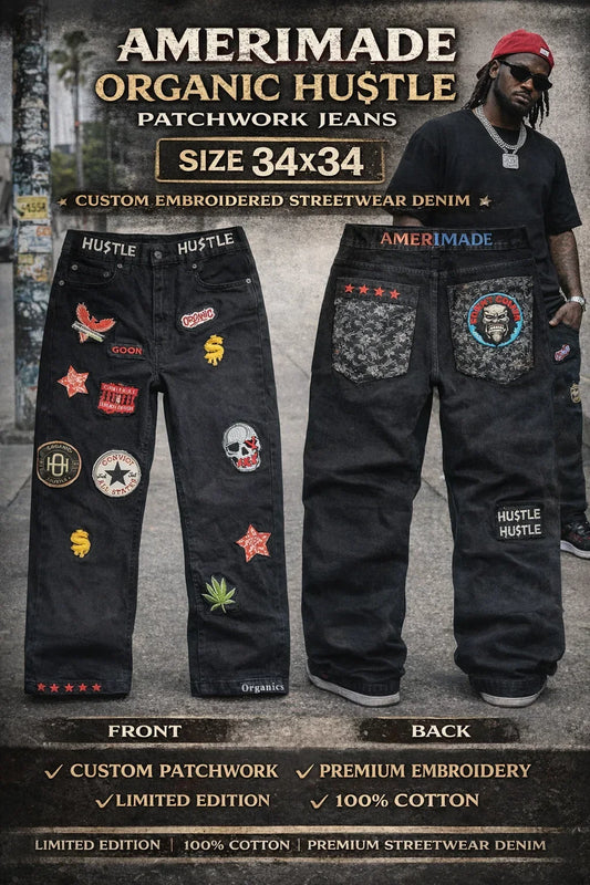 Organic Patchwork Streetwear Jeans – Men's 34x34