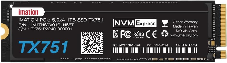 Imation TX751 PCIe 5.0 ×4 1 TB NVMe SSD — Open Box / Brand New tmot.store