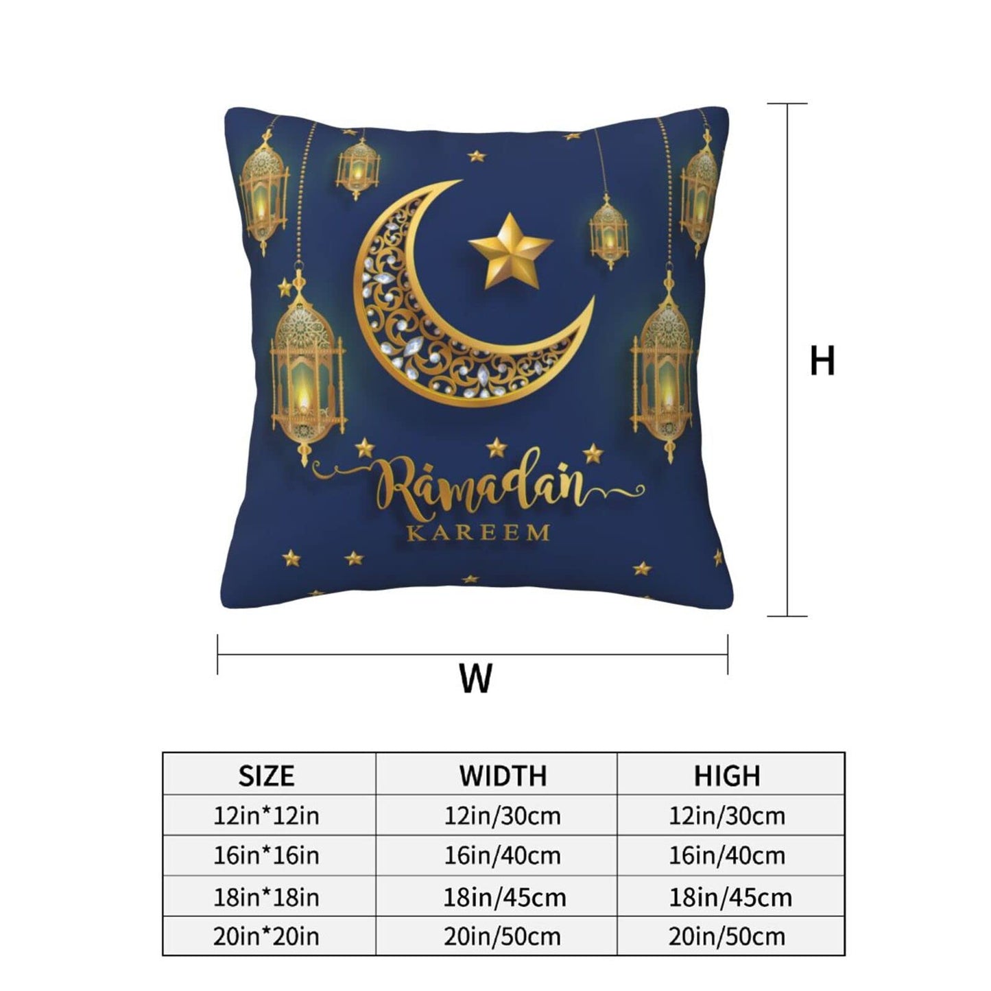 Happy Ramadan Pillow Covers – Set of 2 (18"x18")