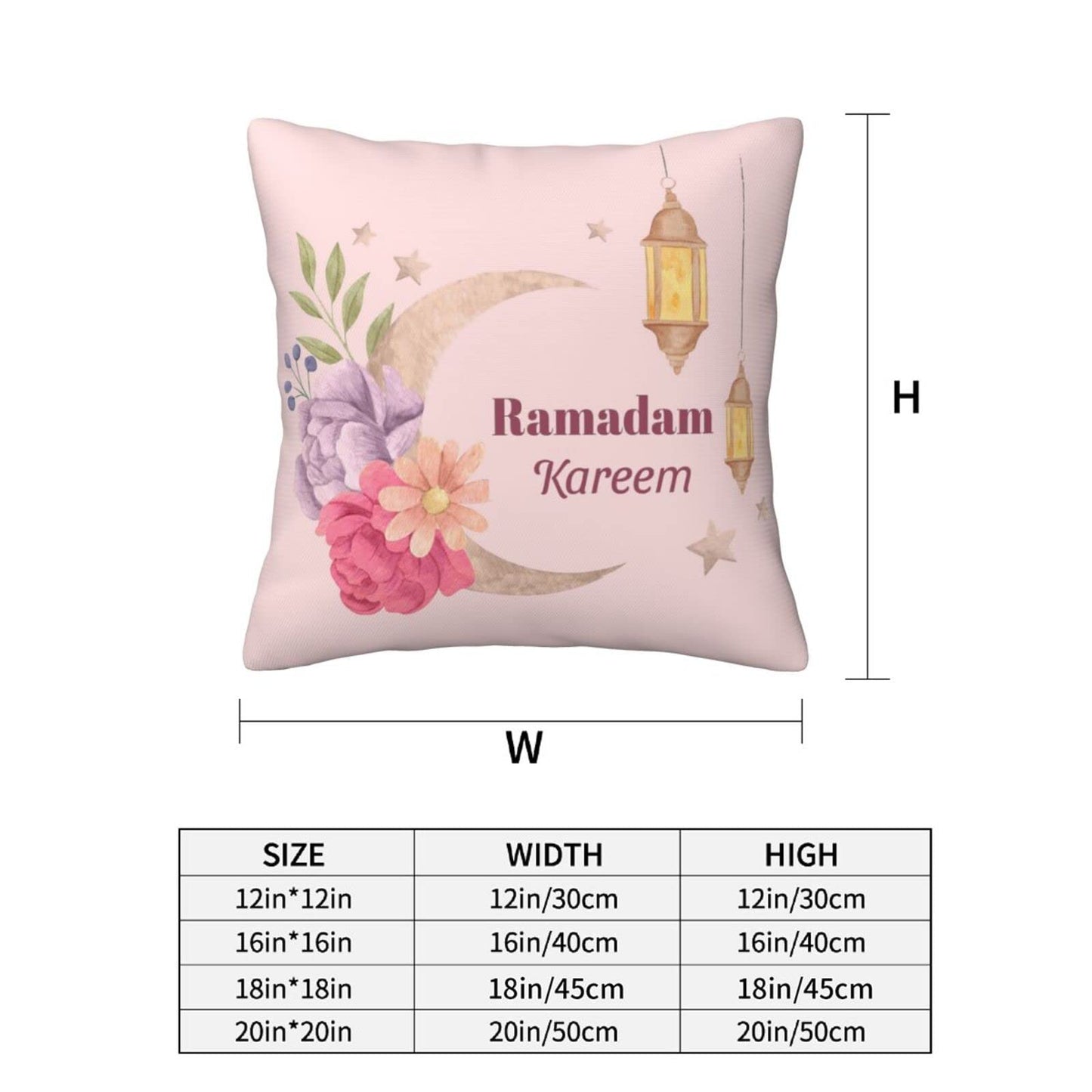 Happy Ramadan Pillow Covers – Set of 2 (18"x18")