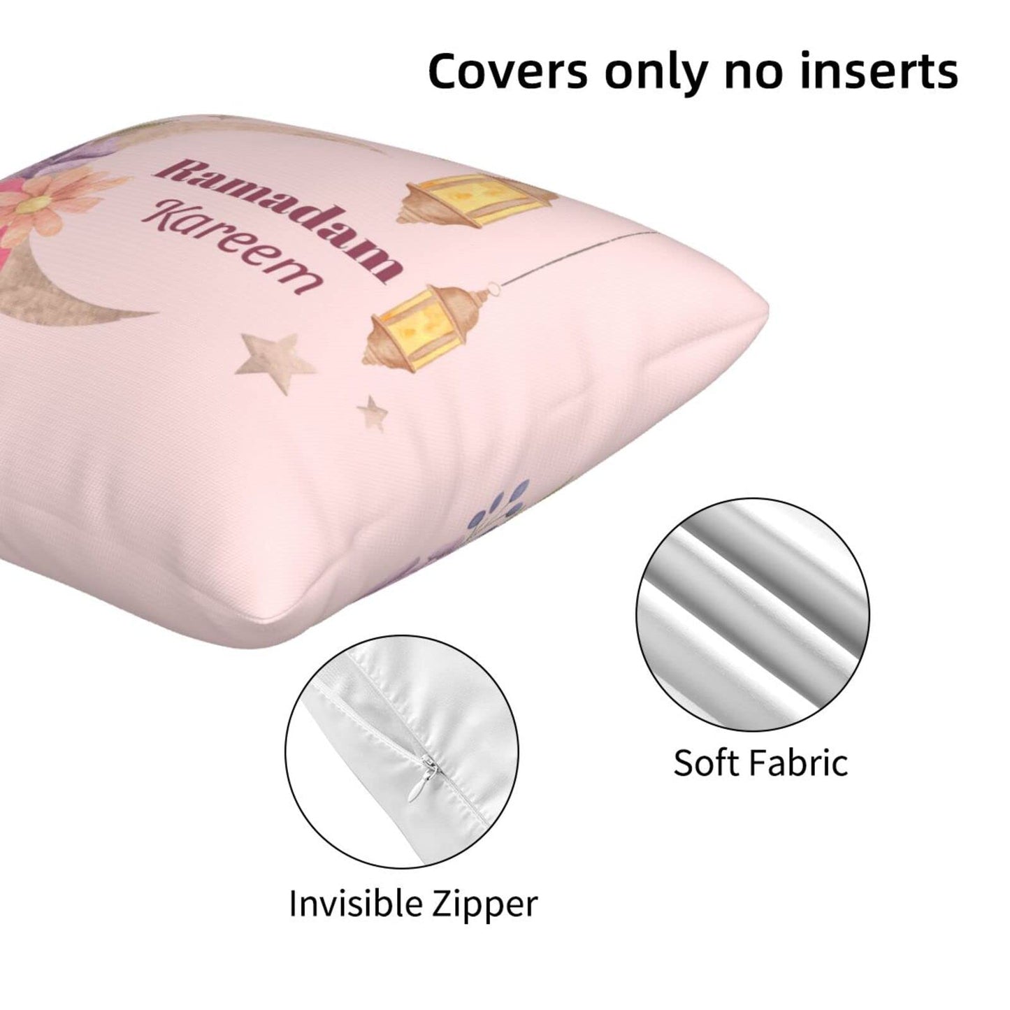 Happy Ramadan Pillow Covers – Set of 2 (18"x18")