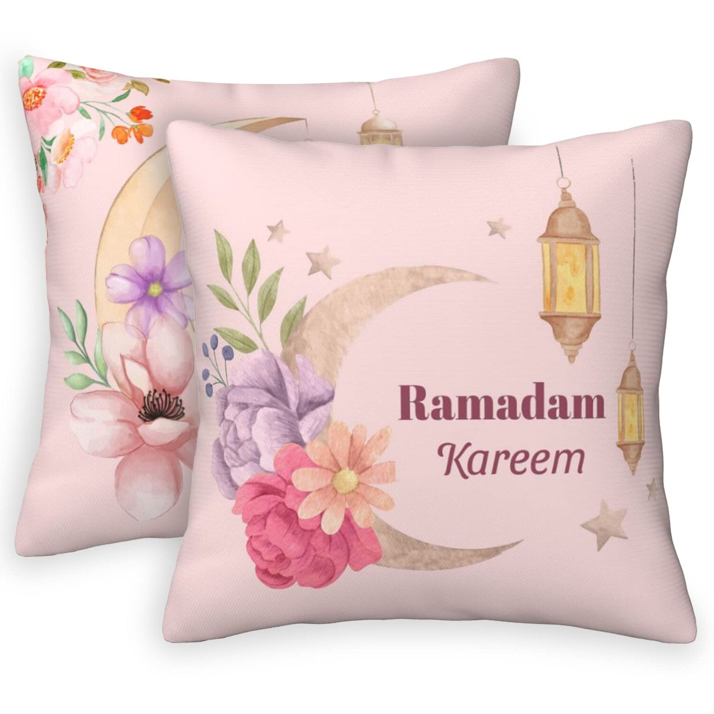 Happy Ramadan Pillow Covers – Set of 2 (18"x18")