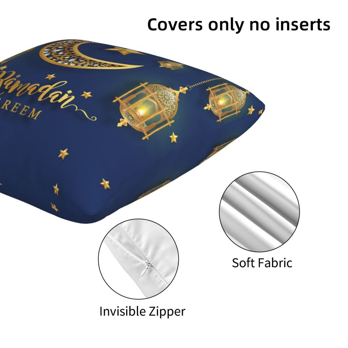 Happy Ramadan Pillow Covers – Set of 2 (18"x18")