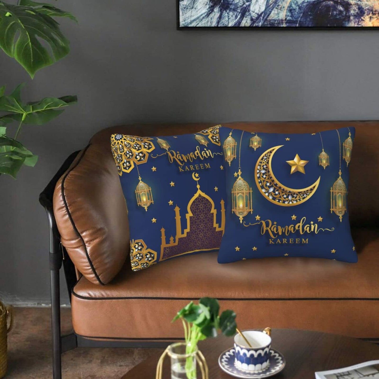 Happy Ramadan Pillow Covers – Set of 2 (18"x18")