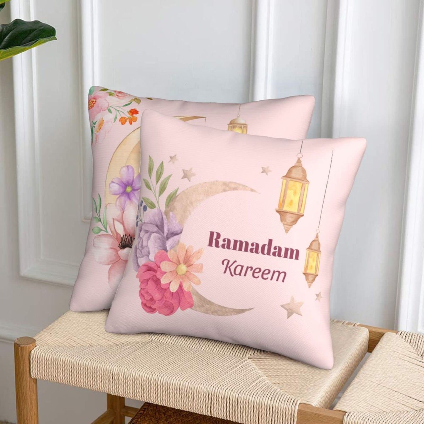 Happy Ramadan Pillow Covers – Set of 2 (18"x18")