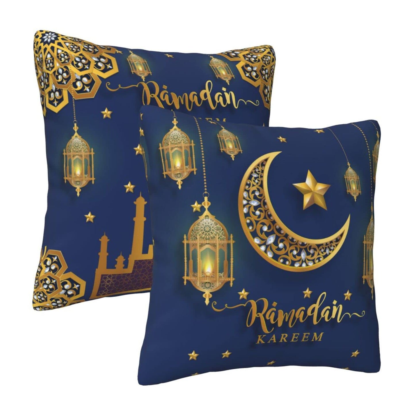 Happy Ramadan Pillow Covers – Set of 2 (18"x18")