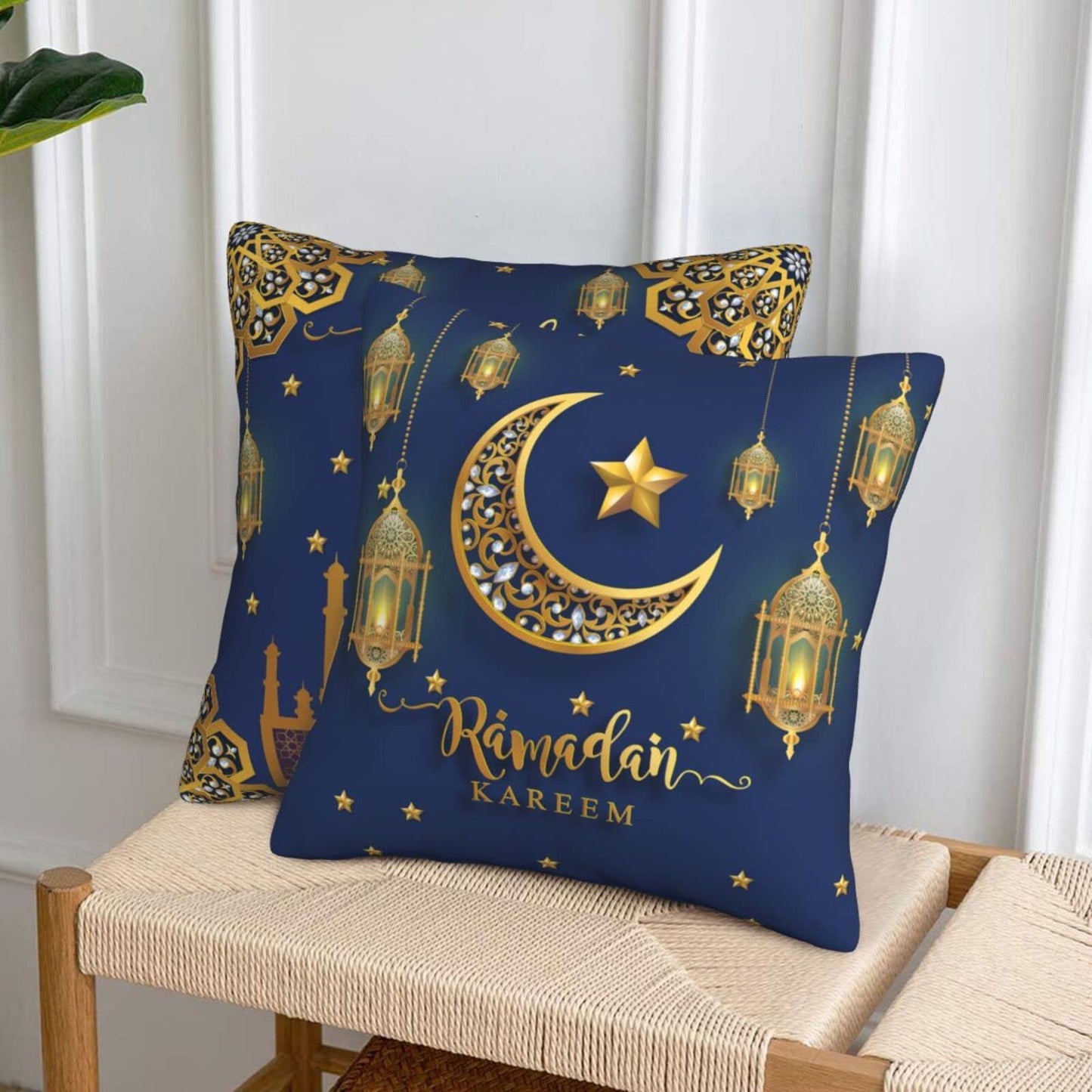 Happy Ramadan Pillow Covers – Set of 2 (18"x18")