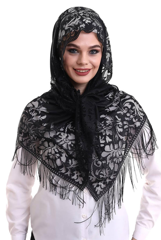 Elegant Ihvan Online Soft Shawls for Women – Luxurious Lace-Edged Design 🌿✨