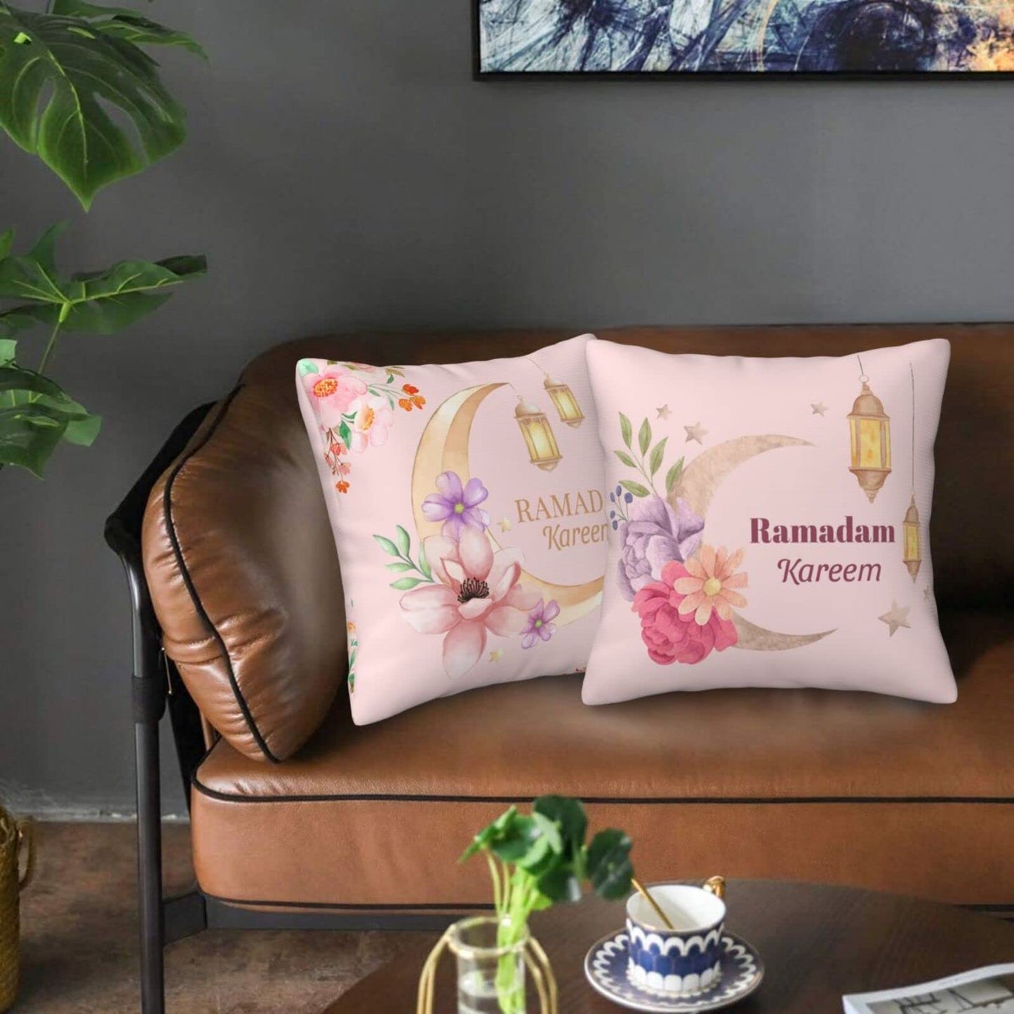 Happy Ramadan Pillow Covers – Set of 2 (18"x18")