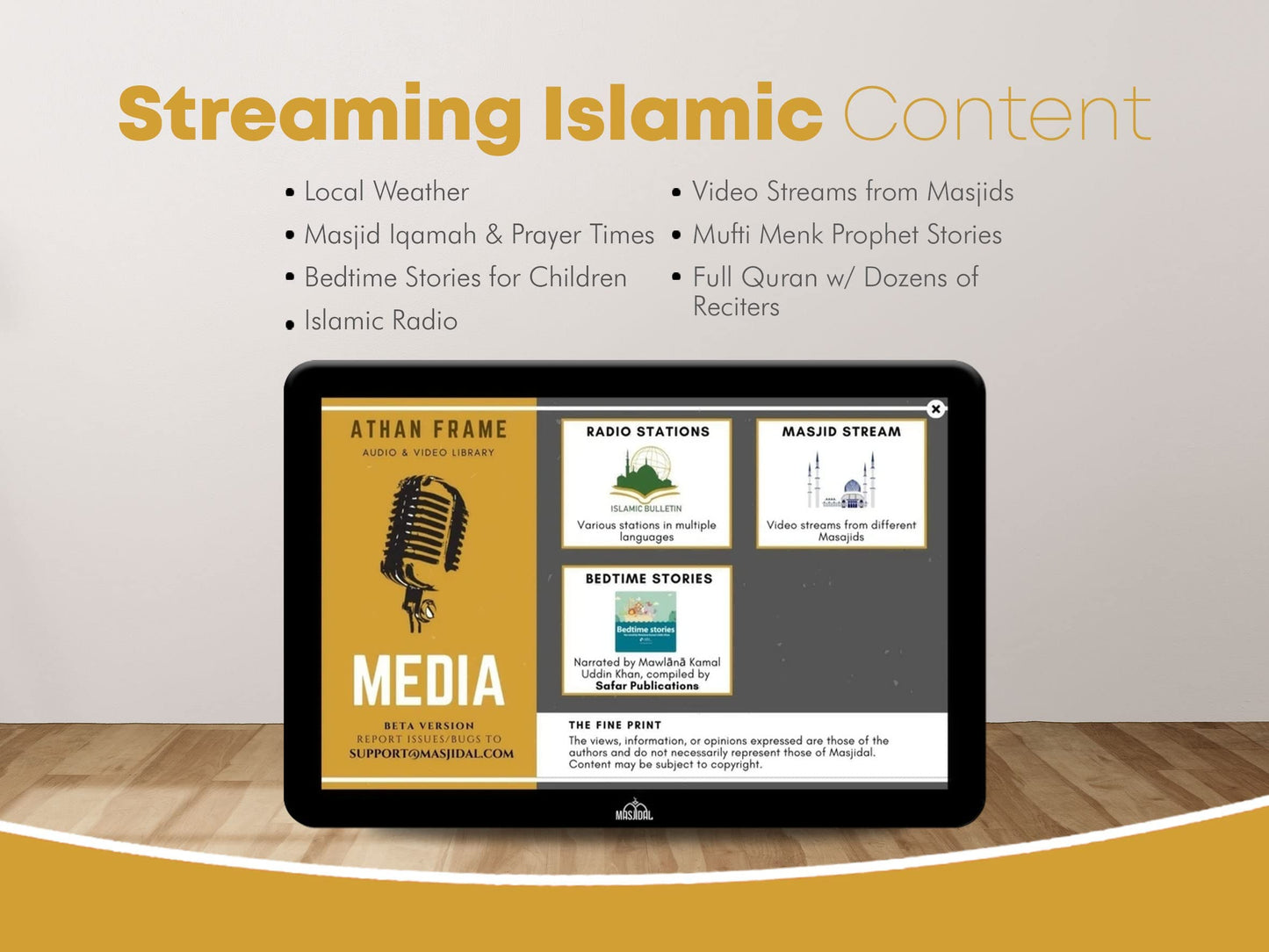 MASJIDAL Smart Azan Clock with WiFi & Touchscreen – Quran, Prayer Times & Islamic Content (8, 10, 14-inch screen)