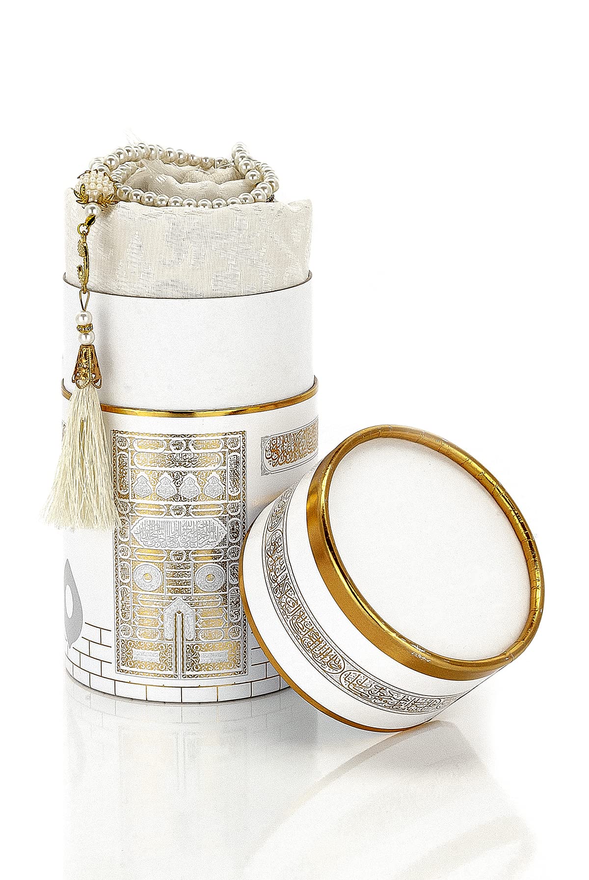 Ihvan Muslim Prayer Rug & Beads Gift Set – Elegant Black Sajadah