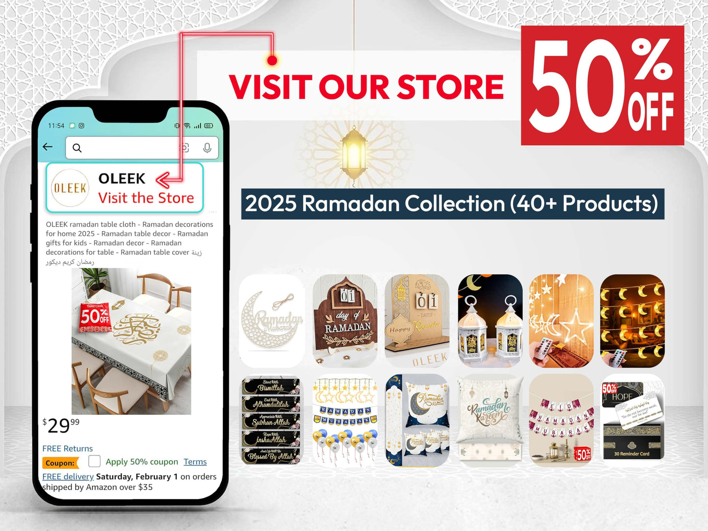 OLEEK Ramadan Countdown Calendar – 2025 Ramadan Decor & Gifts for Kids