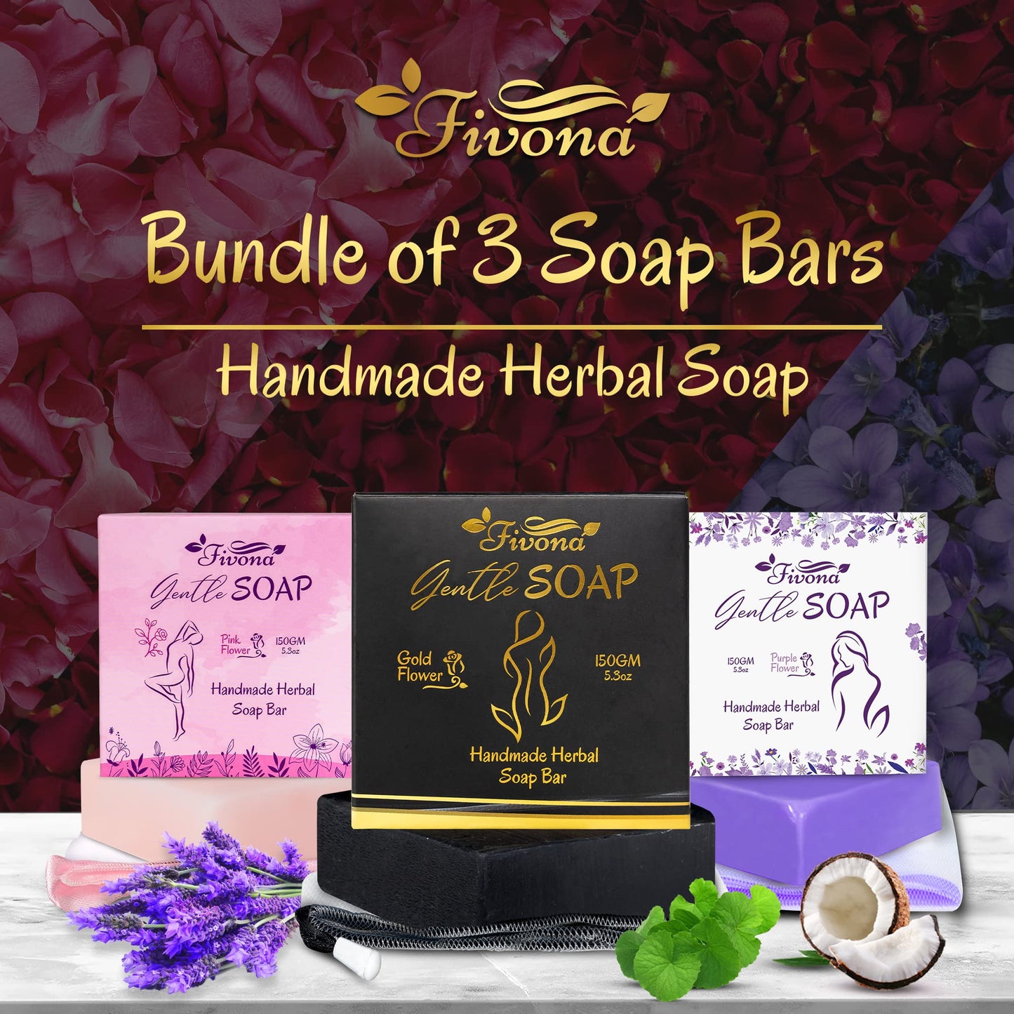 FIVONA Black Yoni Soap Herbal Bar Ideal for Feminine Wash and Whole Body