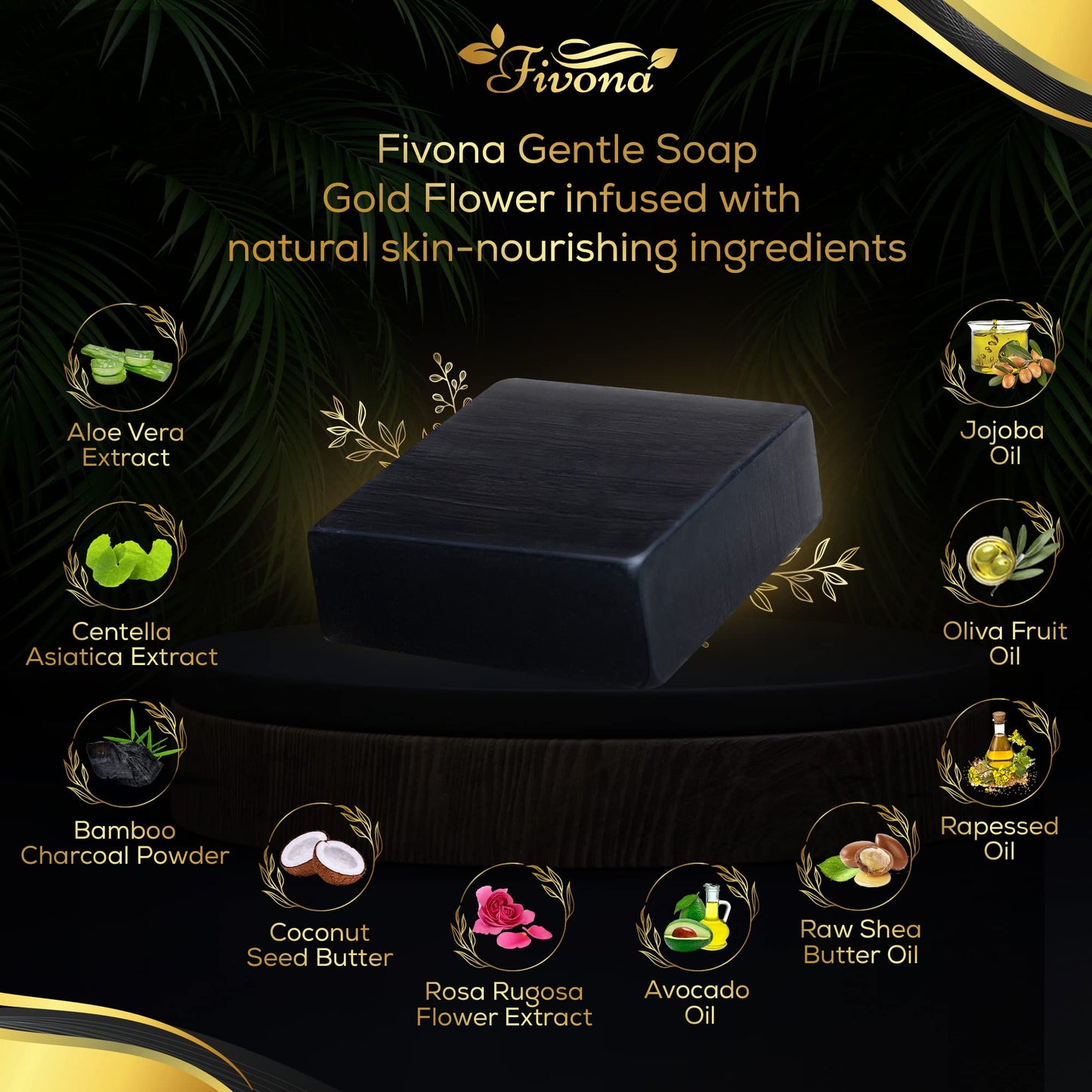 FIVONA Black Yoni Soap Herbal Bar Ideal for Feminine Wash and Whole Body