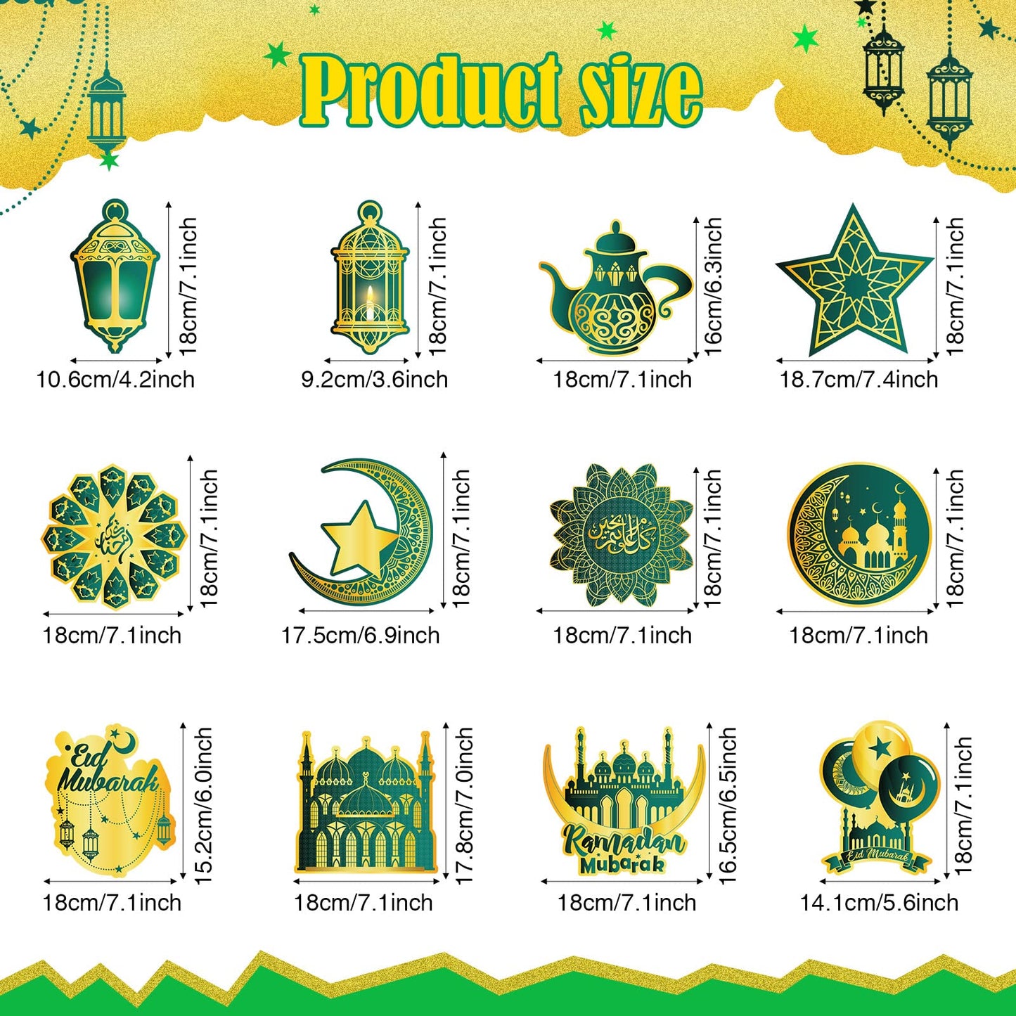 Ramadan Mubarak Hanging Swirl Decorations – Set of 30 🌙✨