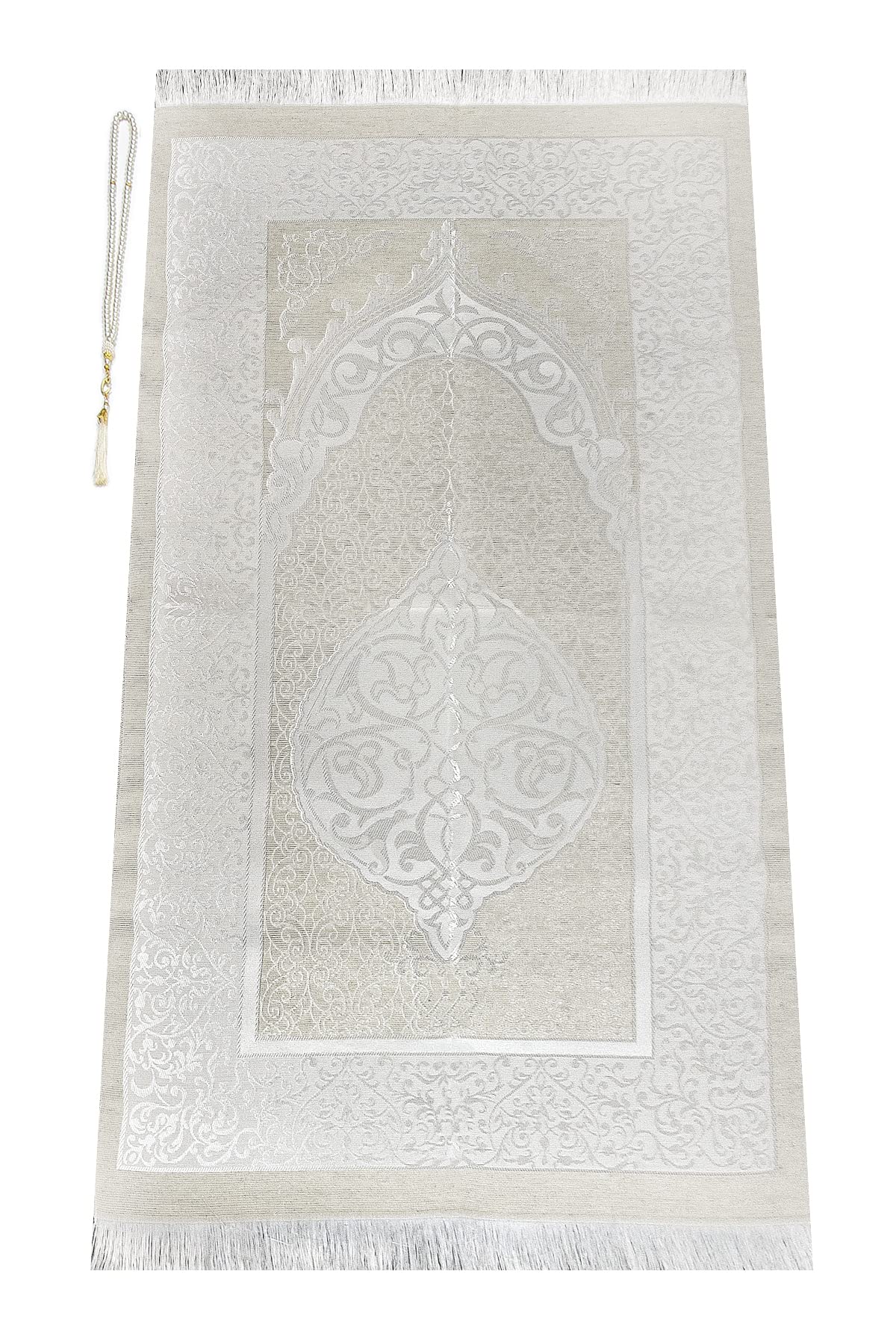 Ihvan Muslim Prayer Rug & Beads Gift Set – Elegant Black Sajadah