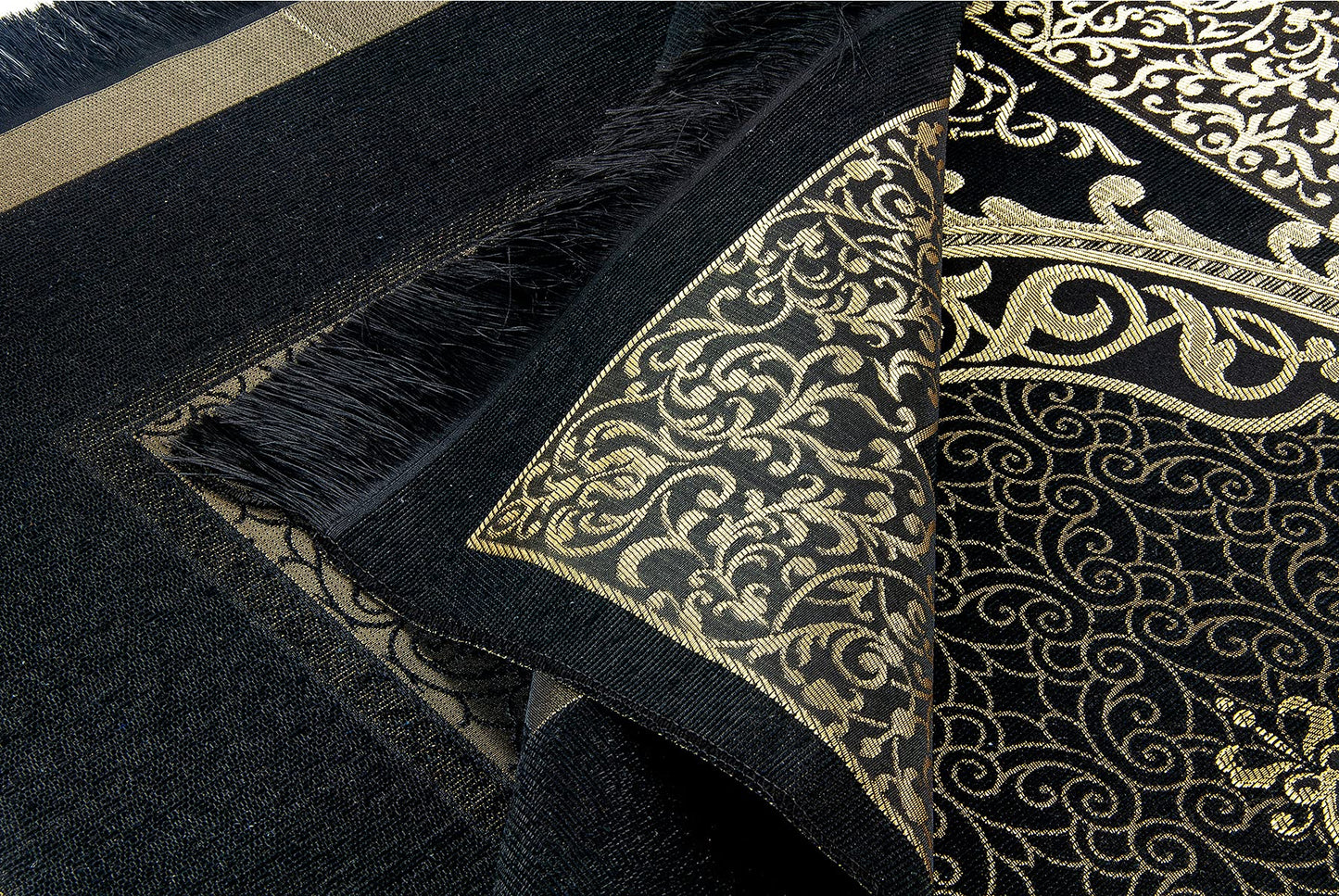 Ihvan Muslim Prayer Rug & Beads Gift Set – Elegant Black Sajadah