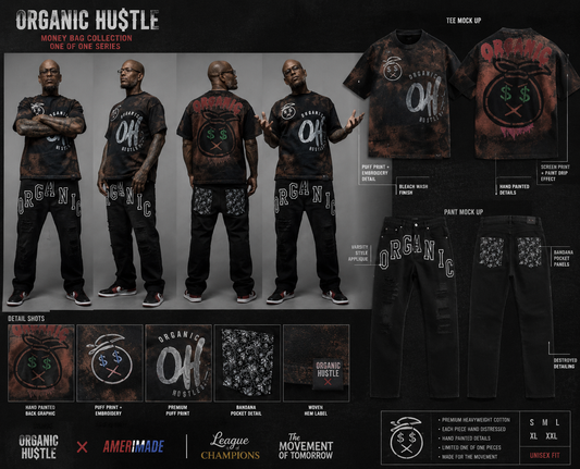 Organic Hustle — Bag Chaser 001 | One-of-One Set (Tee: L / Pants: 34x34)