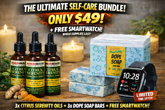 The Ultimate Self-Care Bundle - 3x Citrus Serenity Oils + 3x DOPE Soap Bars + FREE Smartwatch