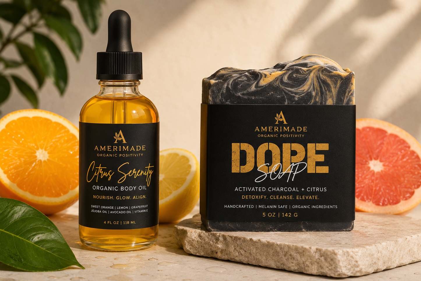 Free Citrus Serenity Body Oil + DOPE SOAP Sample Bundle