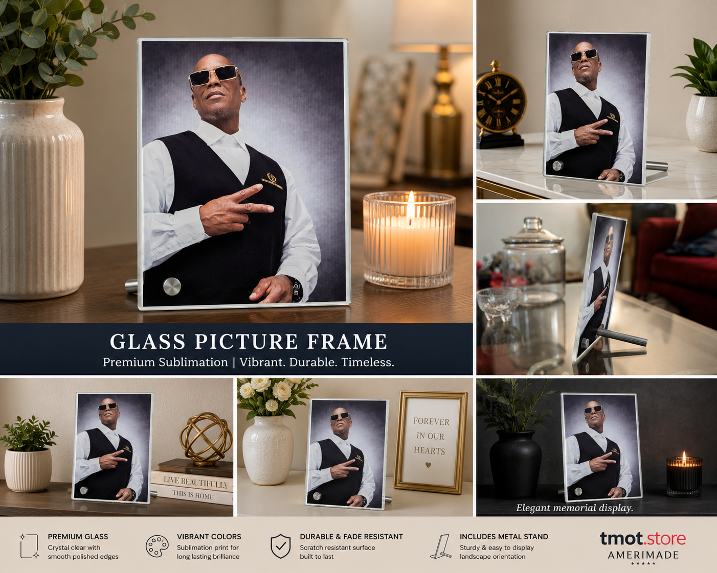 Premium Sublimation Glass Picture Frame Display Custom Photo Keepsake