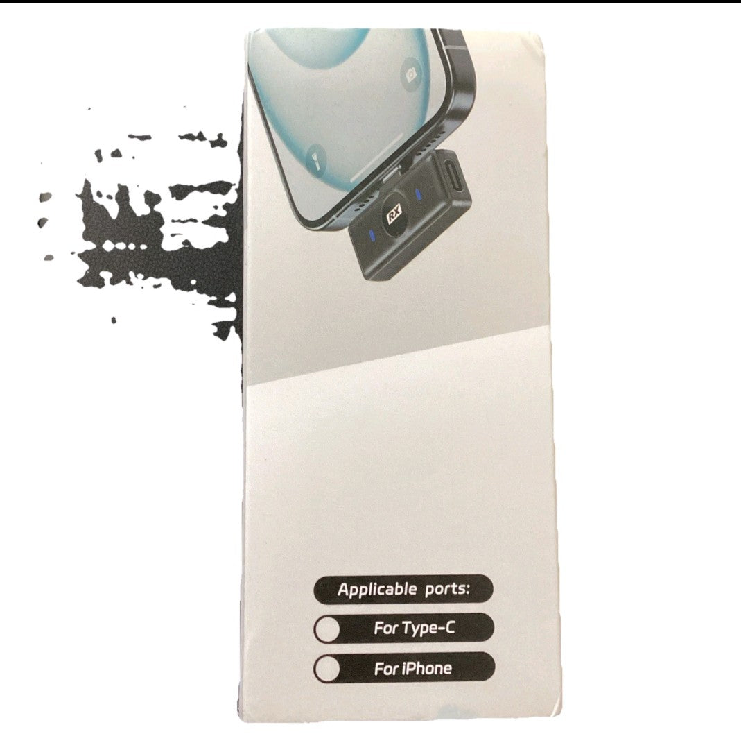 Product packaging with a phone case and text indicating compatibility for Type-C and iPhone ports.