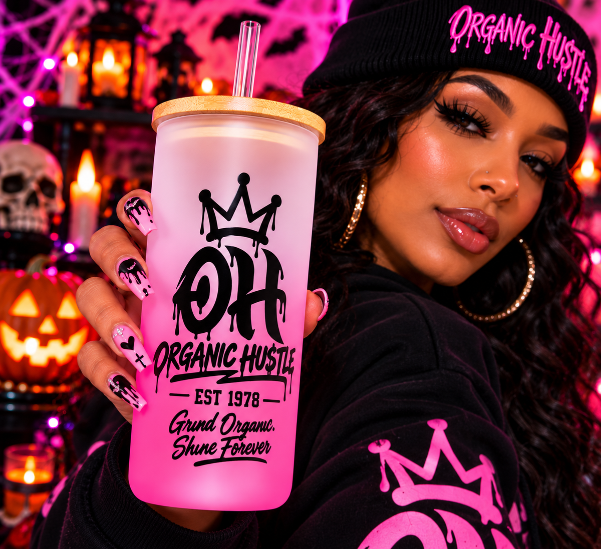 Cute But Creepy pink tumbler lifestyle back