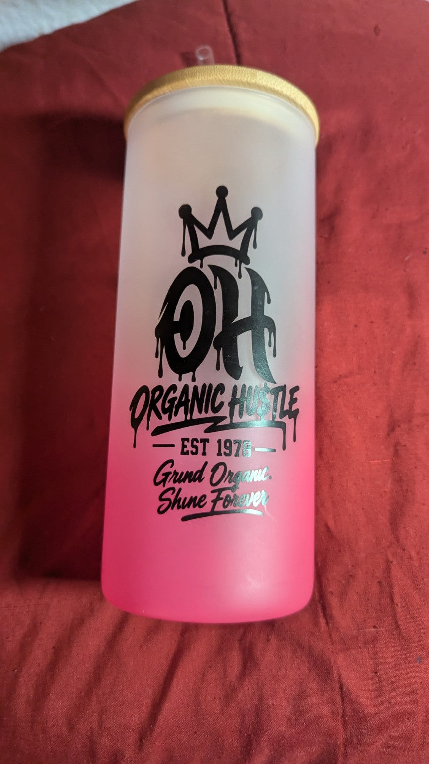 Organic Hu$tle Cute But Creepy pink tumbler actual back