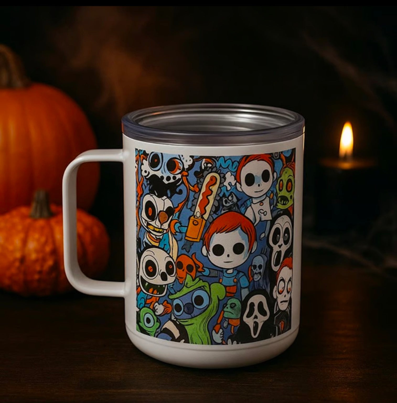Halloween horror mug design included in Pick Your Nightmare four-piece set