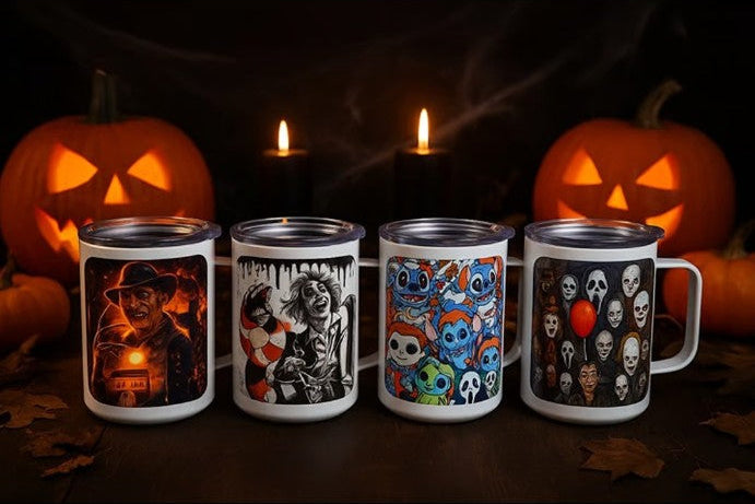 Halloween horror mug design included in Pick Your Nightmare four-piece set