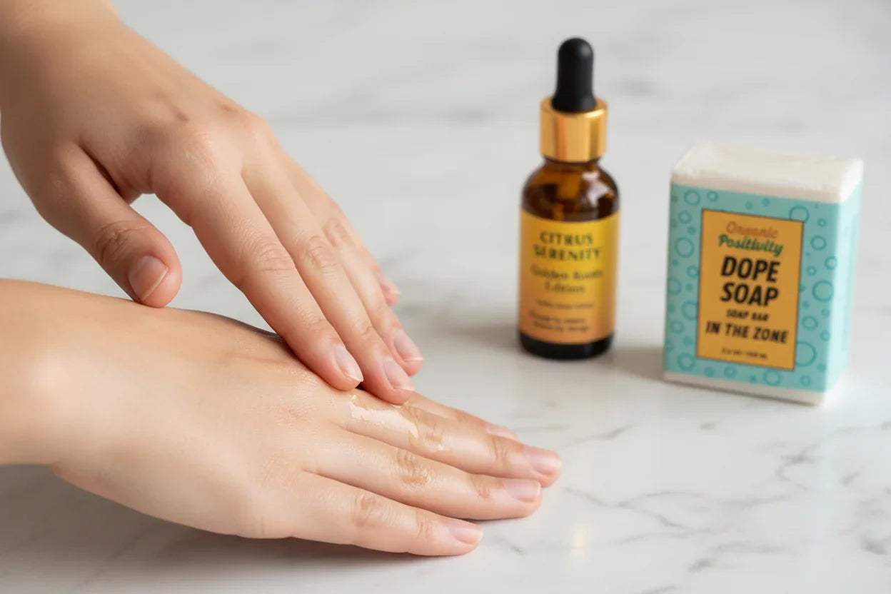 Massaging oil into skin