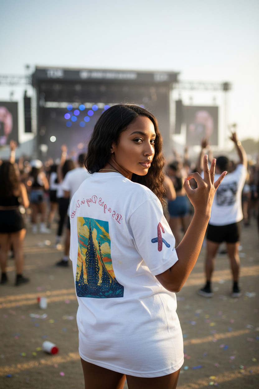 Model back view at concert