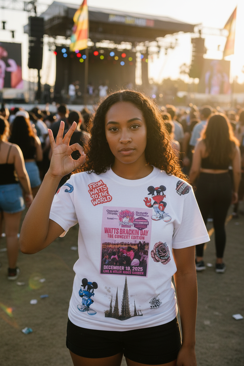 Model front view at concert