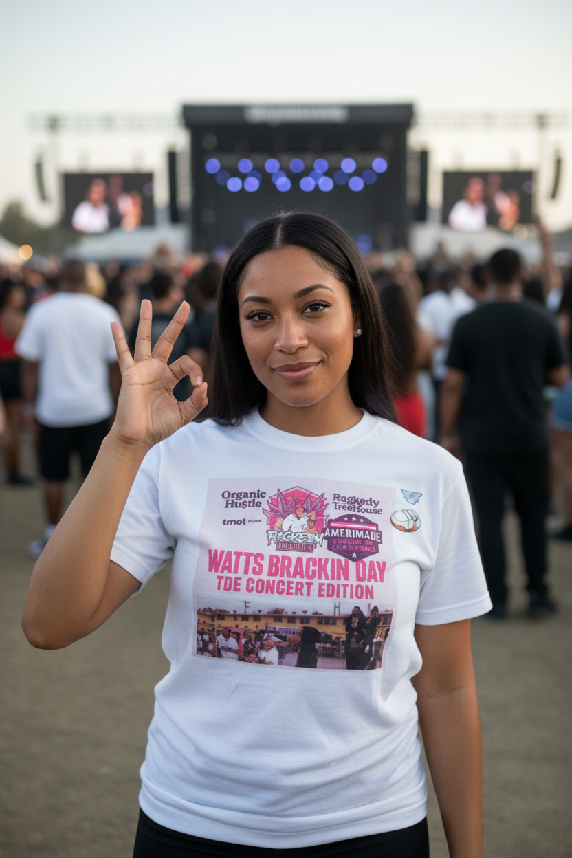 Model front view at concert