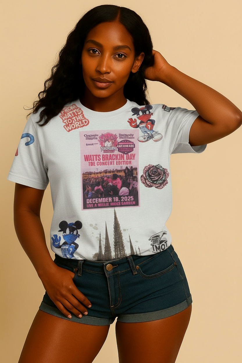 Model front view - Watts Drackin' Day t-shirt