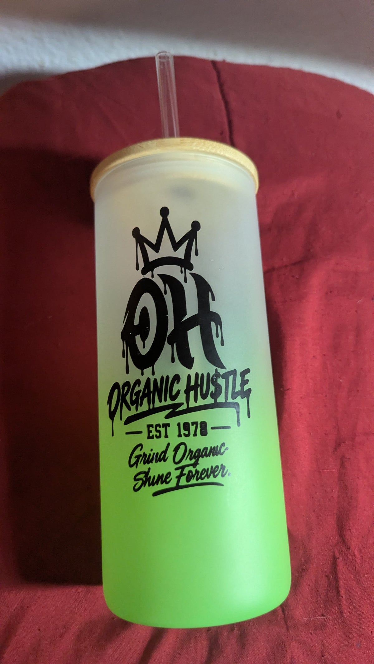 Toxic Hu$tle Halloween Green Frosted Glass Tumbler – 16 oz