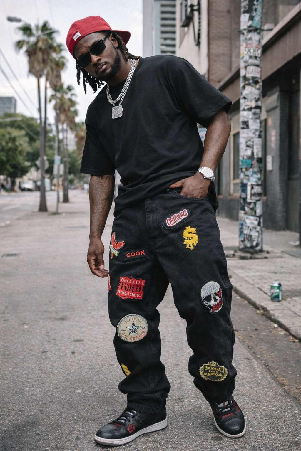 Organic Hu$tle Patchwork Jeans – Custom AMERIMADE Streetwear Denim (Men’s 34x34)