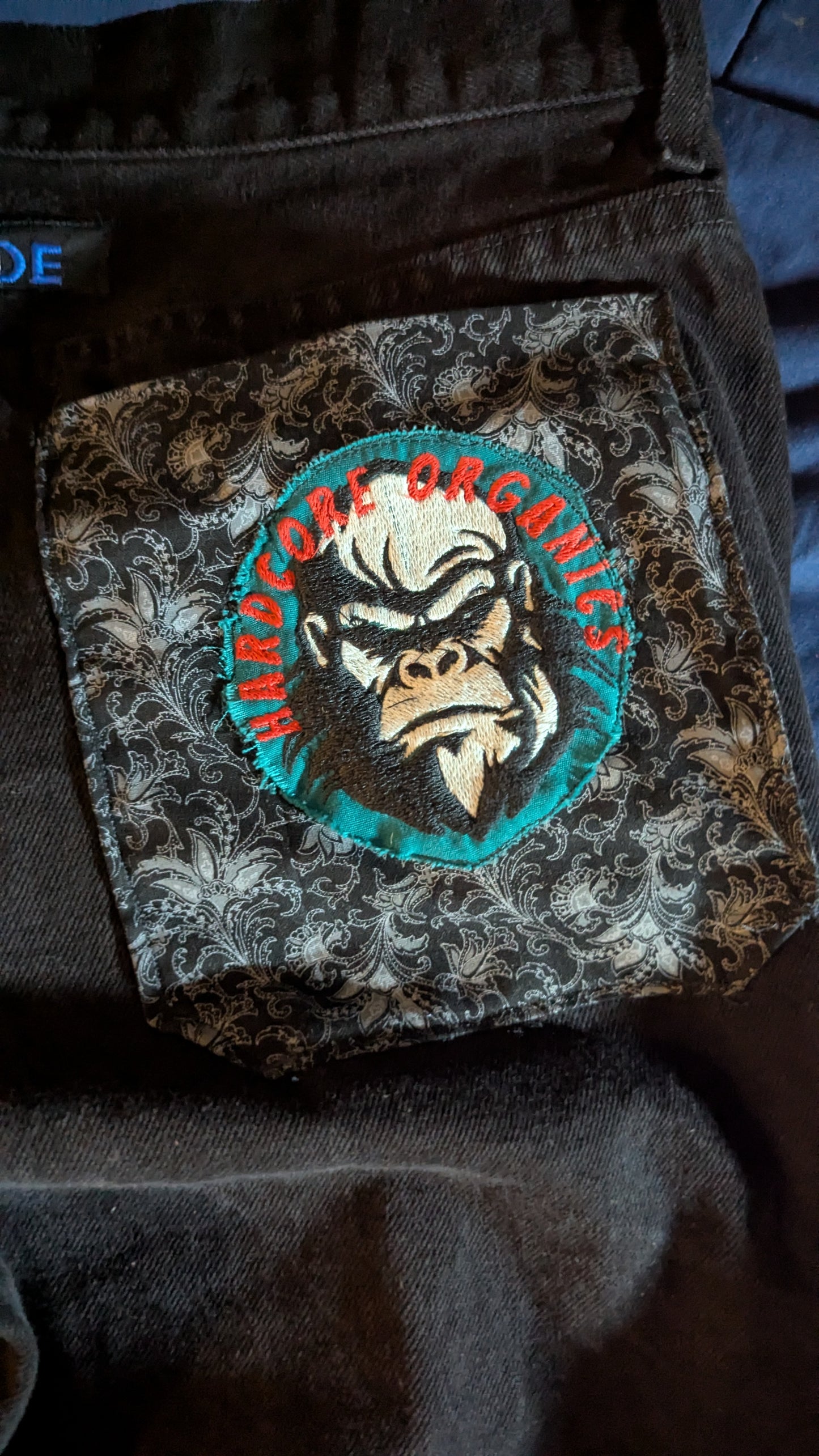 Organic Hu$tle Patchwork Jeans – Custom AMERIMADE Streetwear Denim (Men’s 34x34)