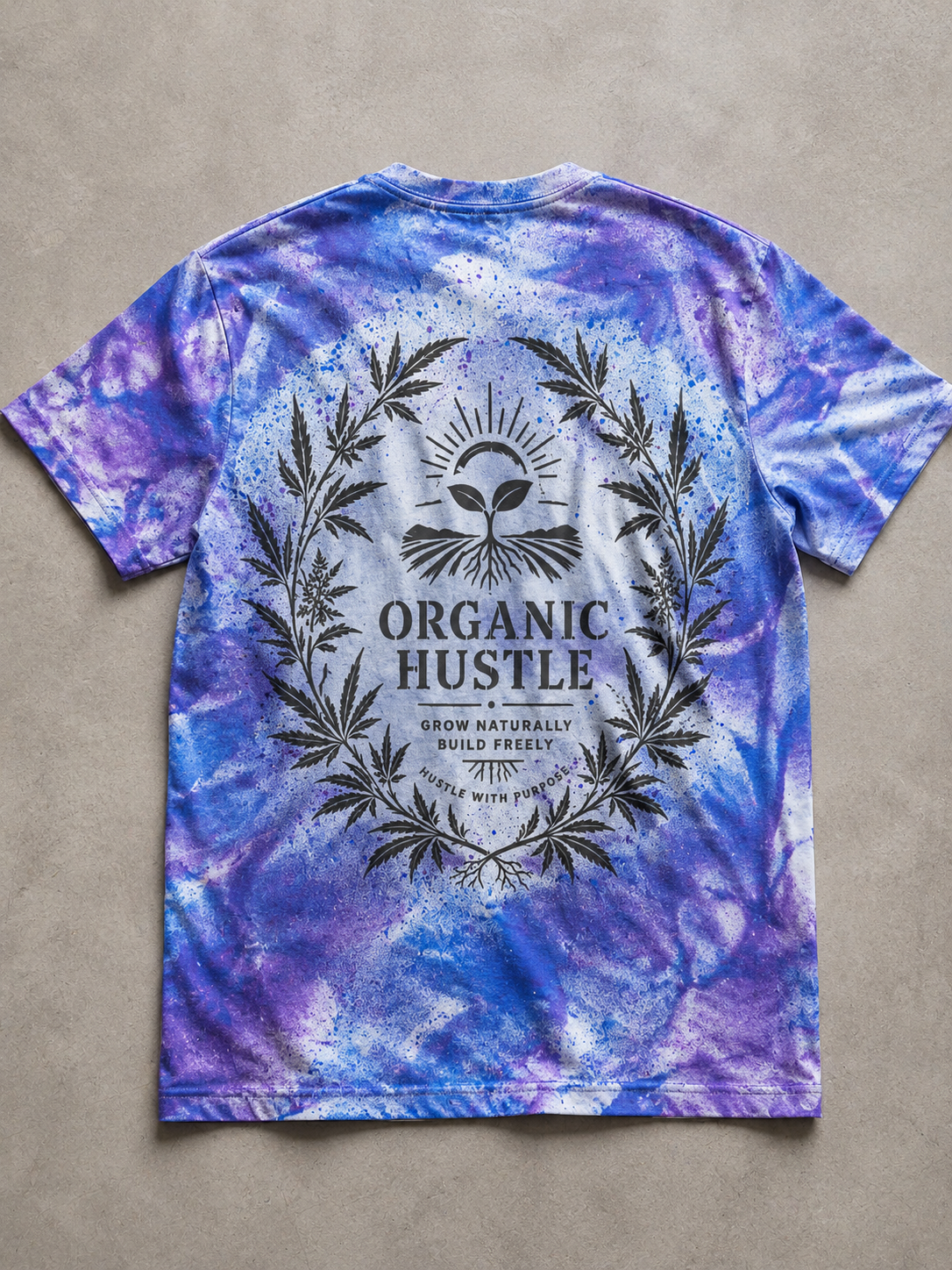 Organic Hu$tle Sky Bloom Tee | Premium Tie-Dye Streetwear Shirt