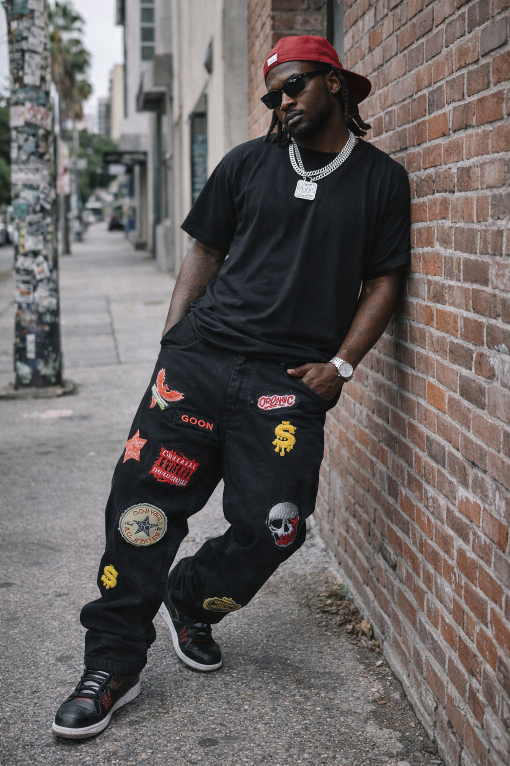 Organic Hu$tle Patchwork Jeans – Custom AMERIMADE Streetwear Denim (Men’s 34x34)
