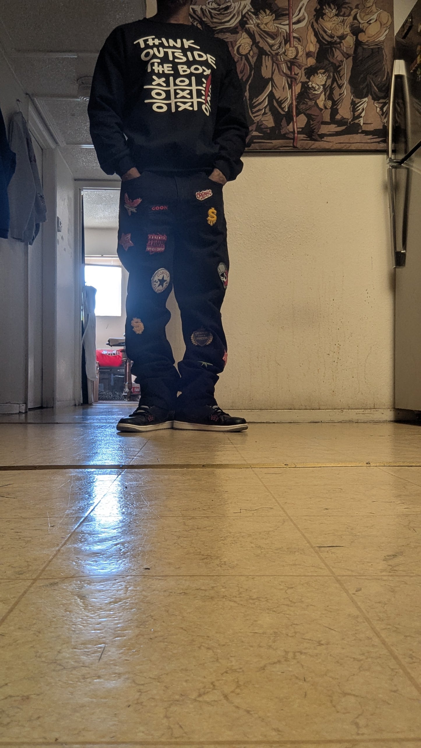 AMERIMADE Think Outside The Box Set – Graphic Sweatshirt + Organic Hu$tle Patchwork Jeans